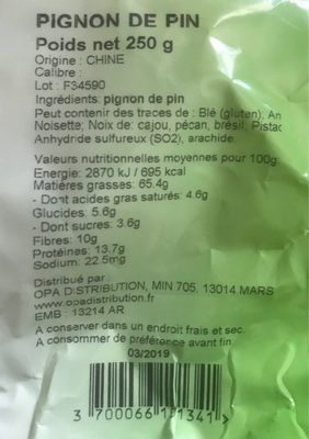 PIGNONS DE PIN SIBIRICA 250 GR X 30