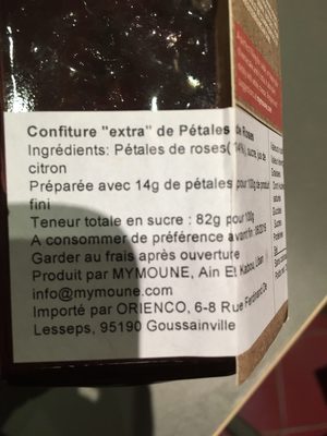 Confiture de petale de rose Extra Mymouné 350gr